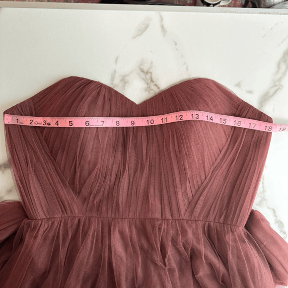Revelry Rosalie Tulle Convertible Dress Sz 10 Rosewood Maxi Bridesmaid Strapless - Picture 9 of 16